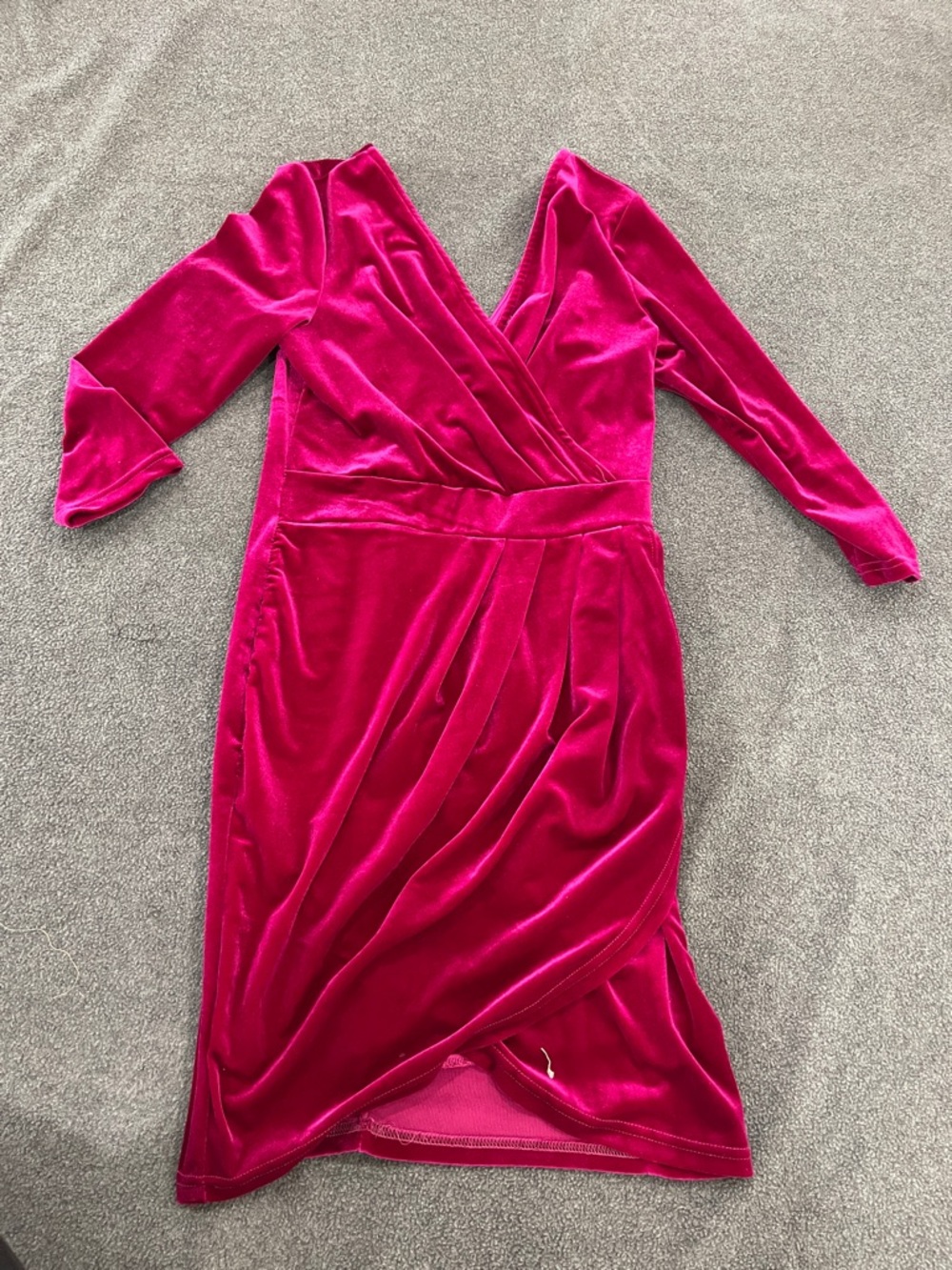 Fashion Nova Deep Pink Velvet Wrap Midi Dress